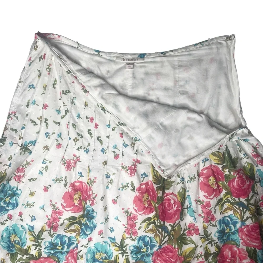 JM Collection 100% Cotton Floral Skirt Size 12 Flowers Girly Feminine Classic